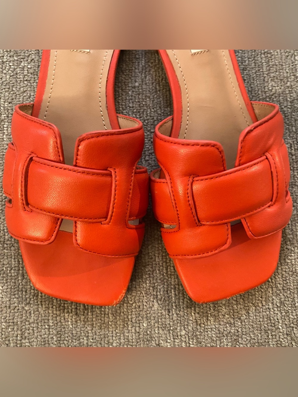 Bibi Lou Holly Flats Leather Open Toe Sandals Burnt Orange Red Slide 7 EU 37 - Picture 4 of 16